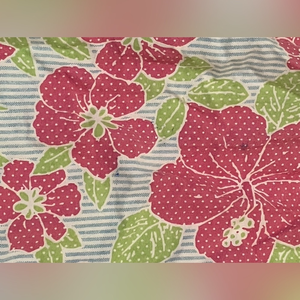 Tommy Hilfiger pink Hibiscus blue stripes Floral bed sheets bundle - Picture 4 of 10